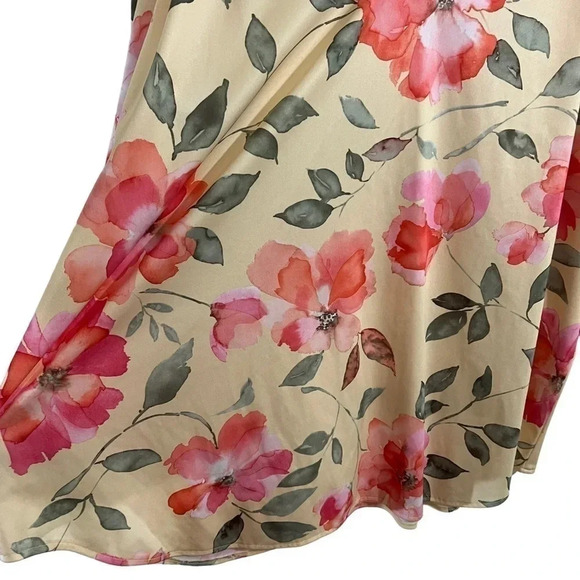 Roamans Floral Blouse 1X Watercolor Floral Yellow Pink Orange Collared Pullover - Picture 5 of 7